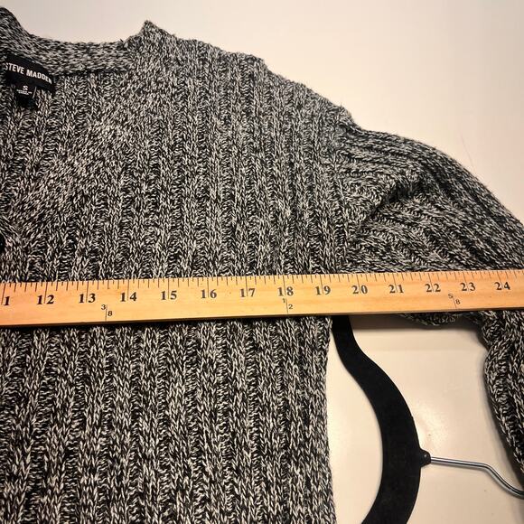 NEW Steve Madden Black Two-tone Button-up Rib Cardigan Sweater Size Small - Picture 7 of 8